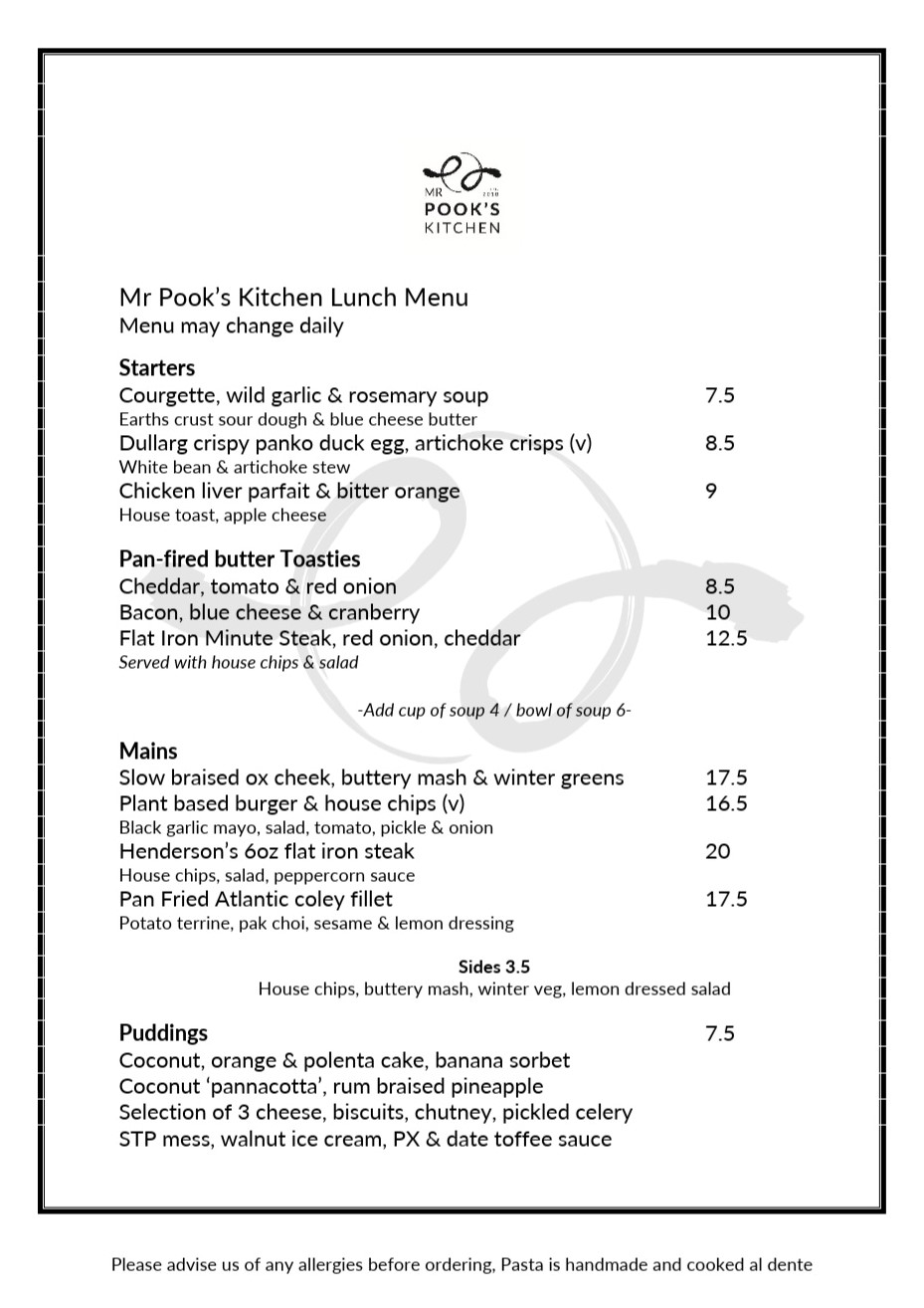 2.3.2023 lunch menu | Mr Pook's Kitchen